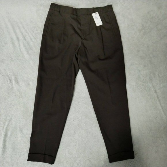 Reiss Other - Reiss Trousers Mens 34 (34x28) Dark Aubergine Wool Nakata Drawstring Relaxed